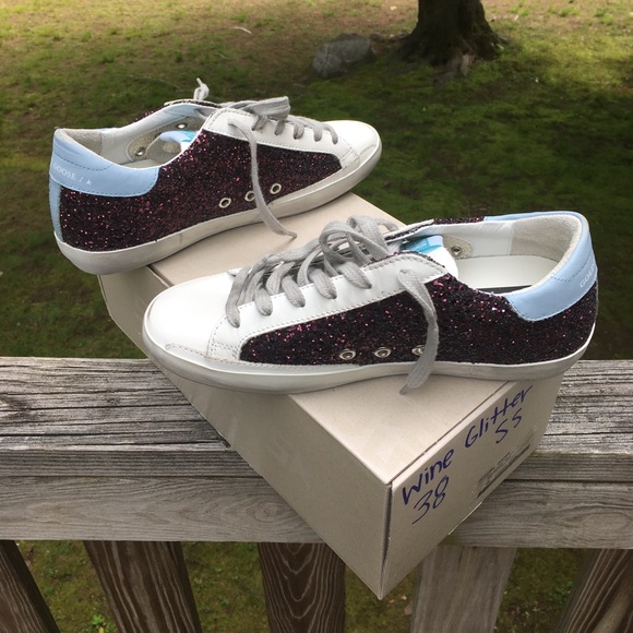 Golden Goose Superstar Sneaker Wine Glitter NIB - Picture 4 of 11